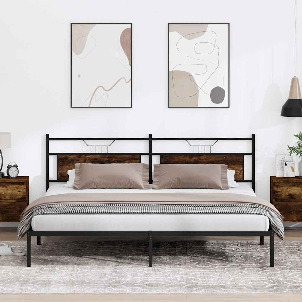 Bed Frame without Mattress Smoked Oak 200x200 cm Engineered Wood