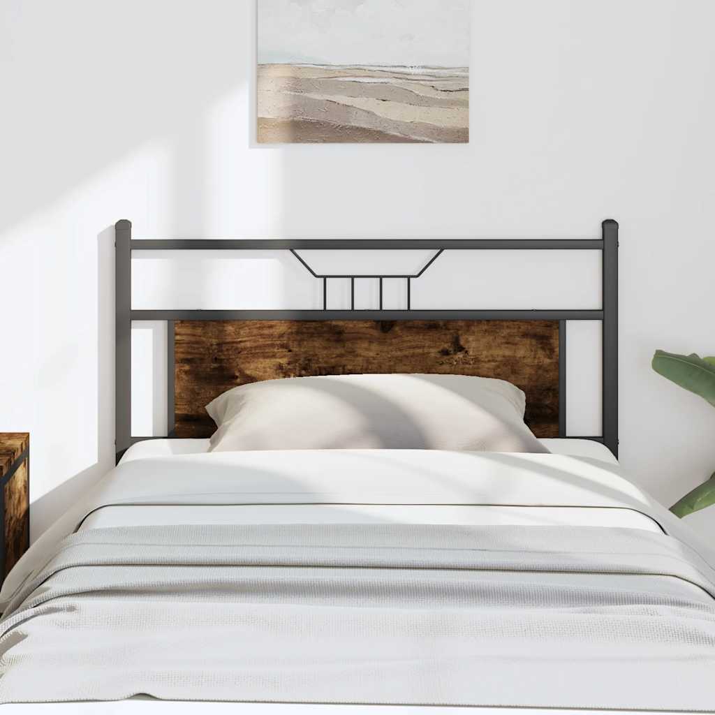 Headboard Smoked Oak 100 cm Engineered Wood and Steel