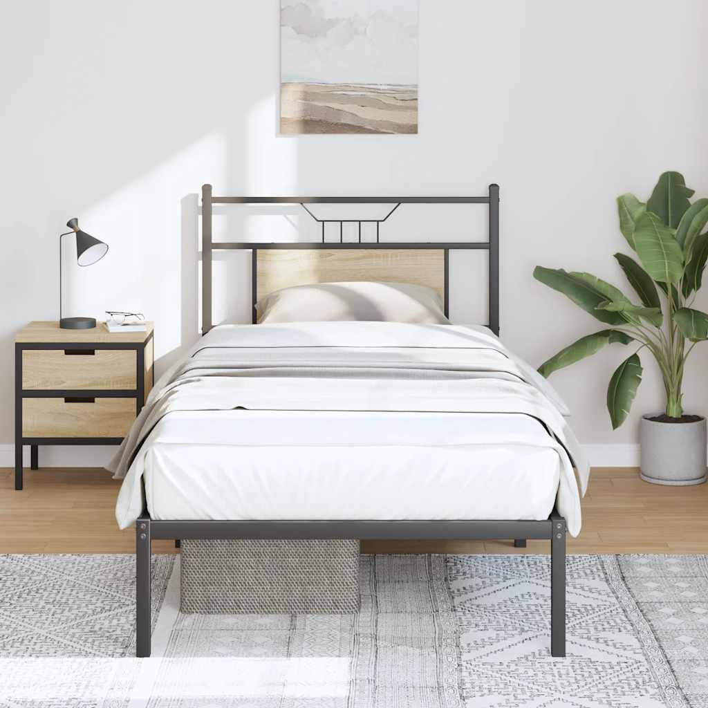 Bed Frame without Mattress Sonoma Oak 75x190 cm Small Single Engineered Wood