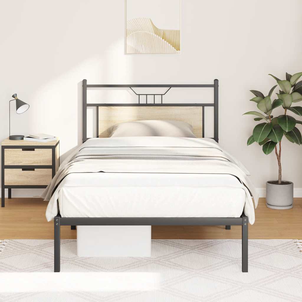 Bed Frame without Mattress Sonoma Oak 100x190 cm Engineered Wood