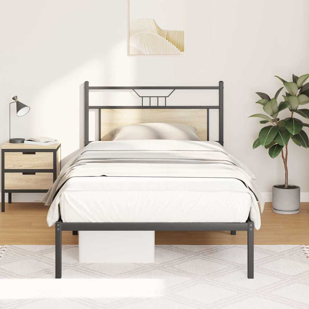 Bed Frame without Mattress Sonoma Oak 107x203 cm Engineered Wood