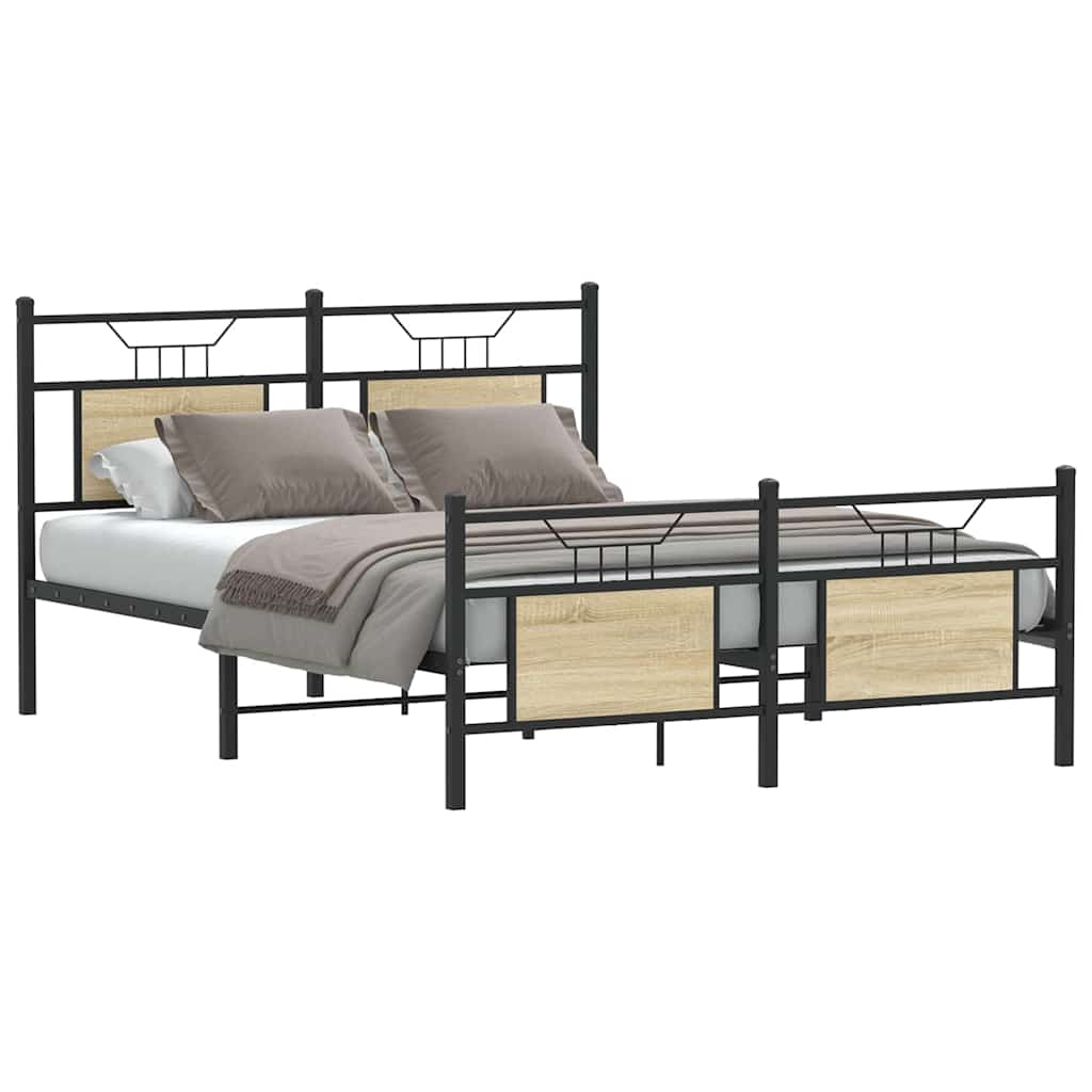 Bed Frame without Mattress Sonoma Oak 137x190 cm Engineered Wood
