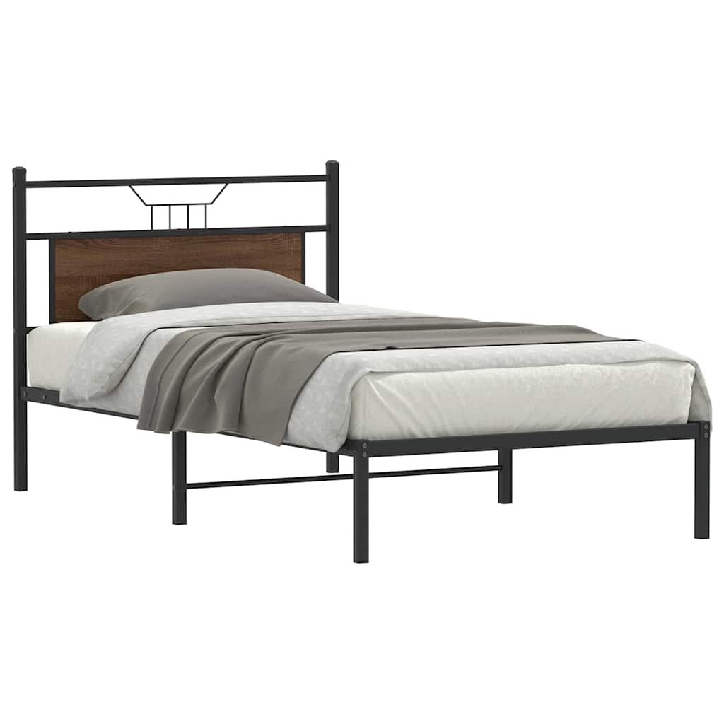 Bed Frame without Mattress Brown Oak 100x190 cm Engineered Wood