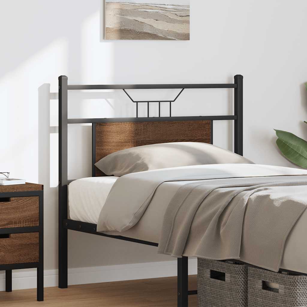 Headboard Brown Oak 75 cm Engineered Wood and Steel