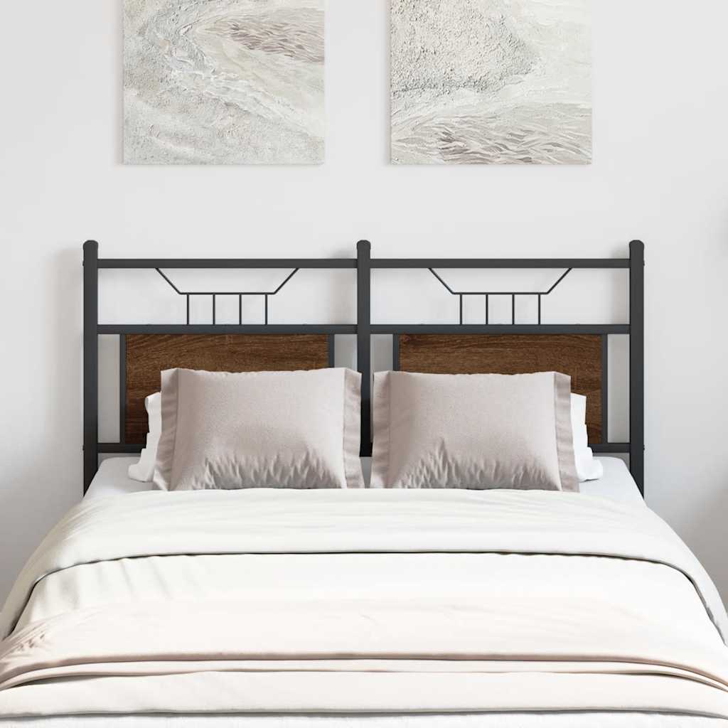 Headboard Brown Oak 120 cm Engineered Wood and Steel