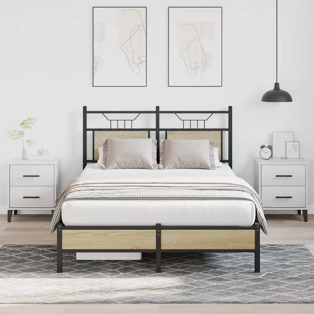 Bed Frame without Mattress Sonoma Oak 120x200 cm Engineered Wood