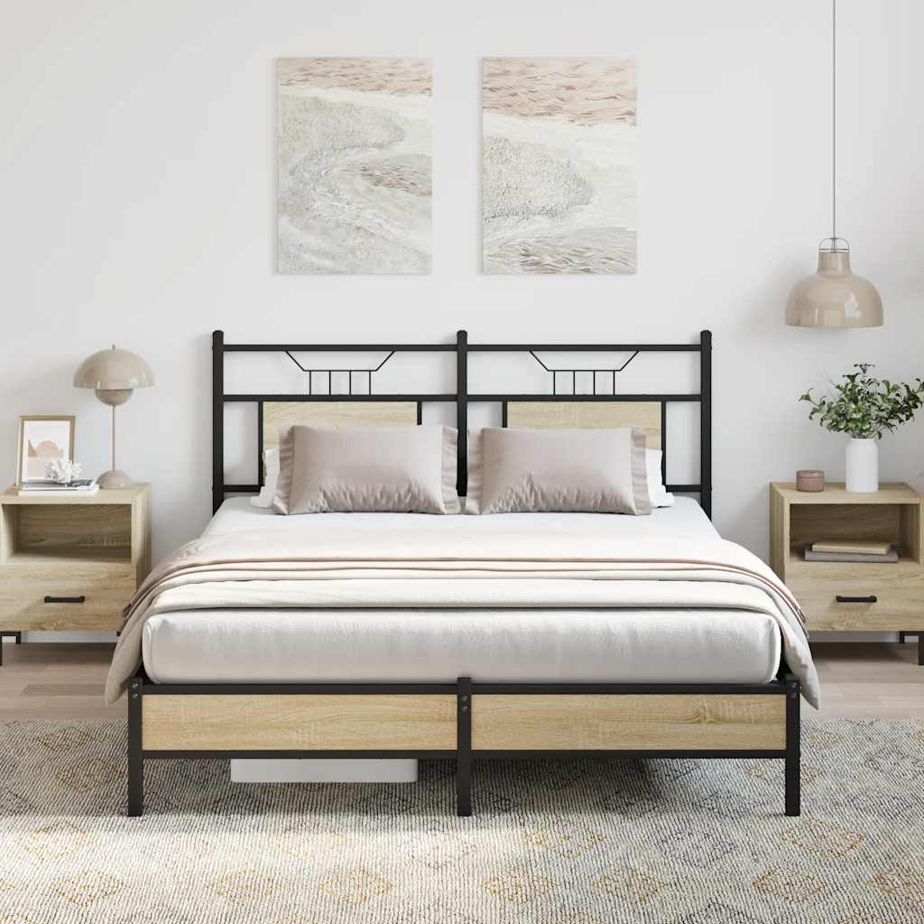 Bed Frame without Mattress Sonoma Oak 150x200 cm King Size Engineered Wood
