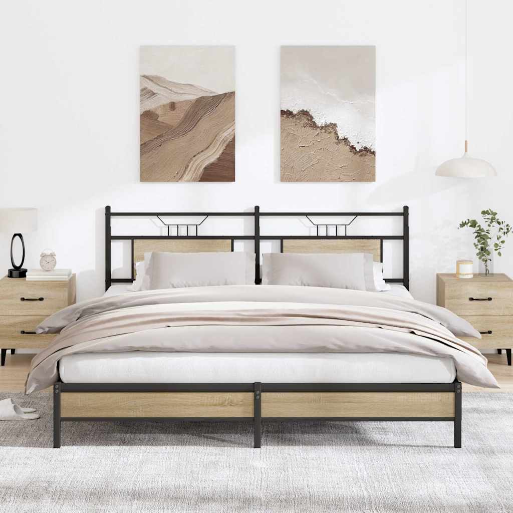 Bed Frame without Mattress Sonoma Oak 183x213 cm Engineered Wood