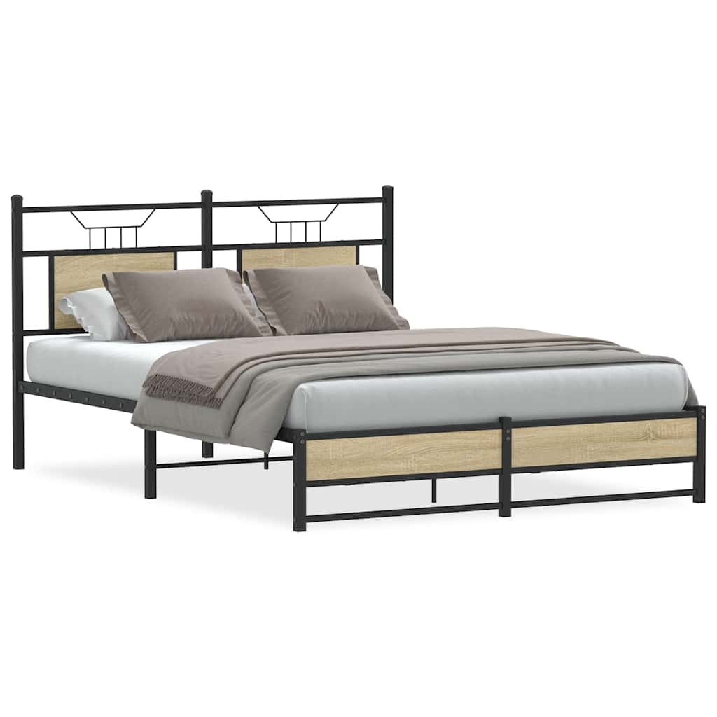 Bed Frame without Mattress Sonoma Oak 137x190 cm Engineered Wood