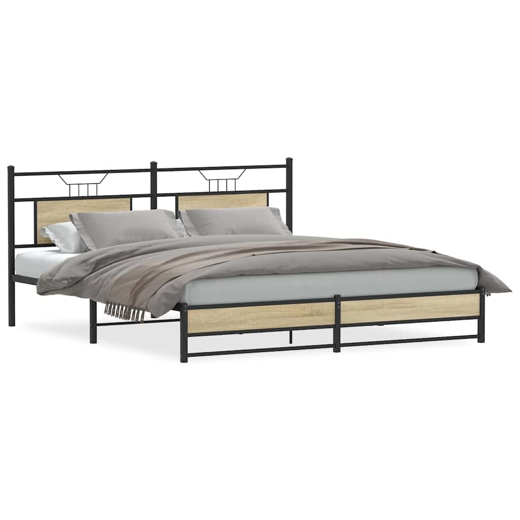 Bed Frame without Mattress Sonoma Oak 160x200 cm Engineered Wood