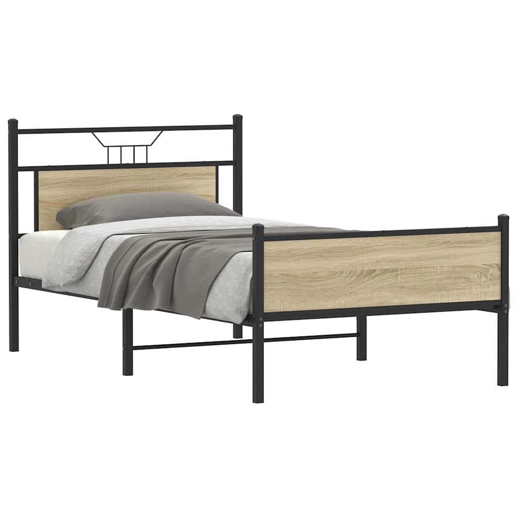 Bed Frame without Mattress Sonoma Oak 100x190 cm Engineered Wood