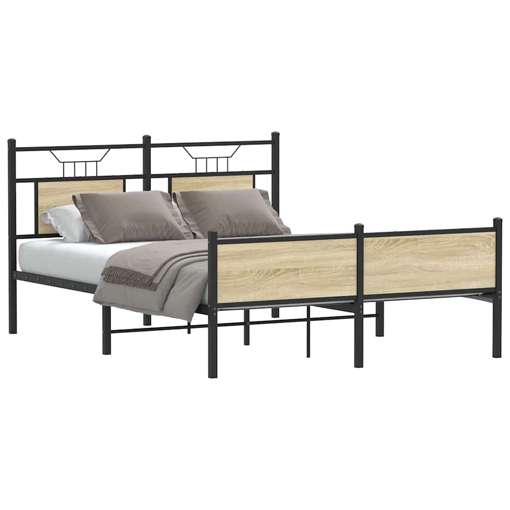 Bed Frame without Mattress Sonoma Oak 137x190 cm Engineered Wood