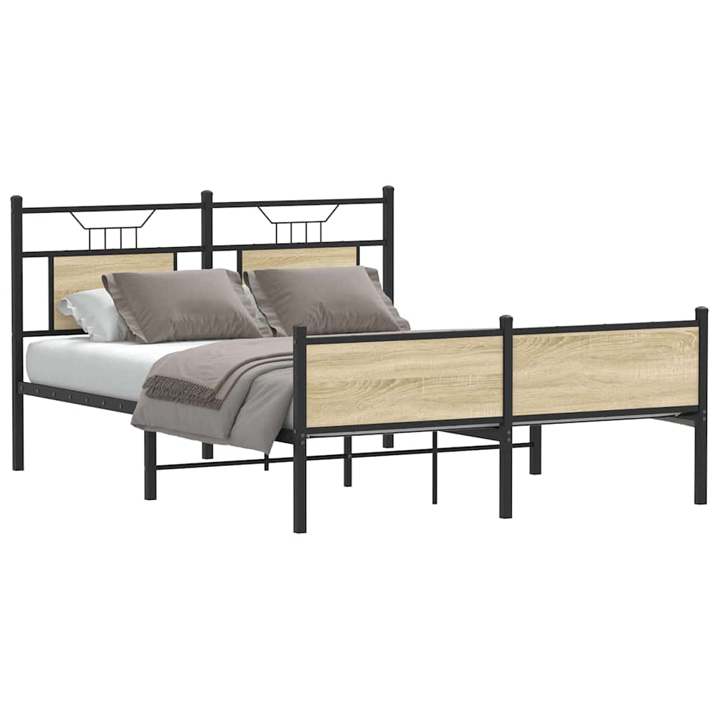 Bed Frame without Mattress Sonoma Oak 140x190 cm Engineered Wood