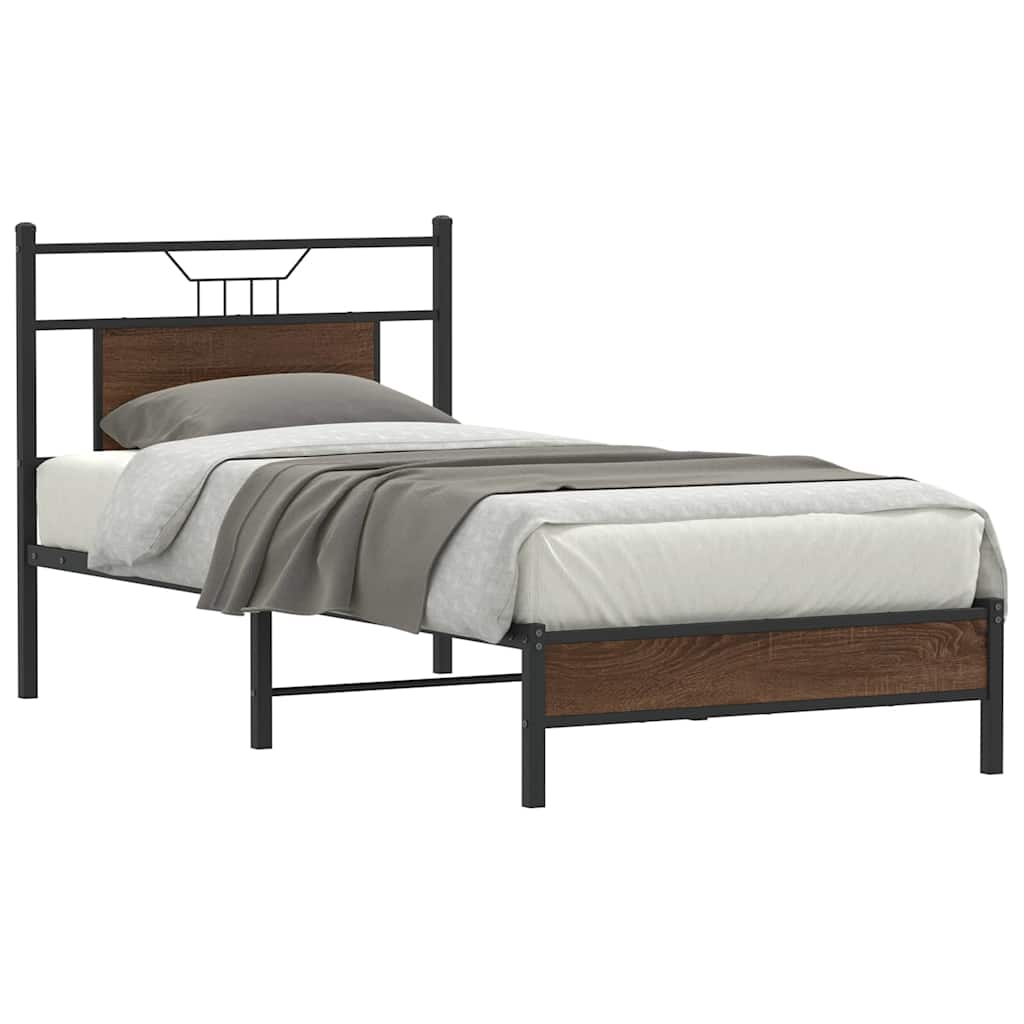Bed Frame without Mattress Brown Oak 75x190 cm Small Single Engineered Wood