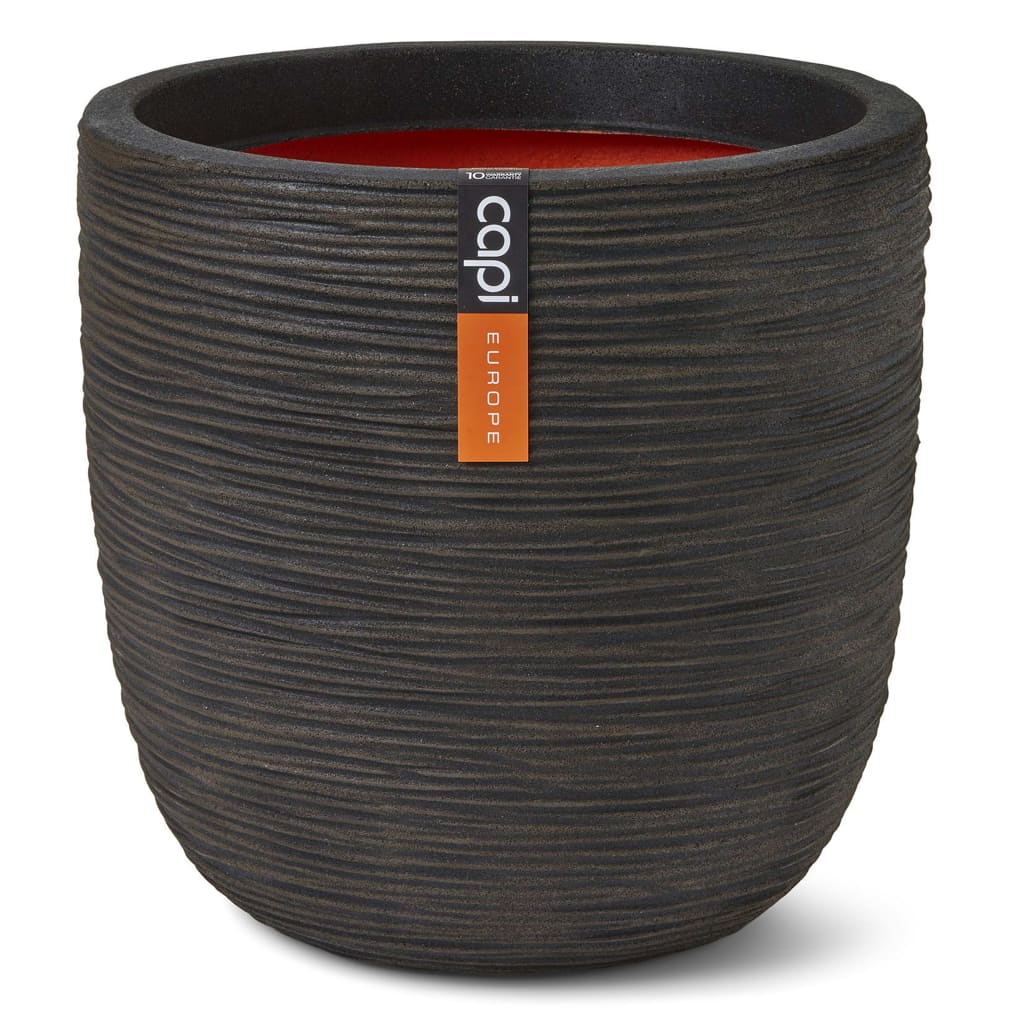 Capi Egg Planter "Nature Rib" 35x34 cm Dark Brown