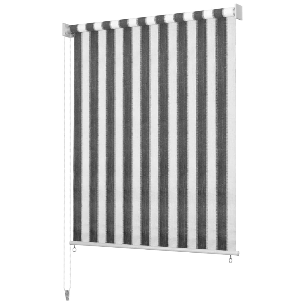 Outdoor Roller Blind 220x140 cm Anthracite and White Stripe