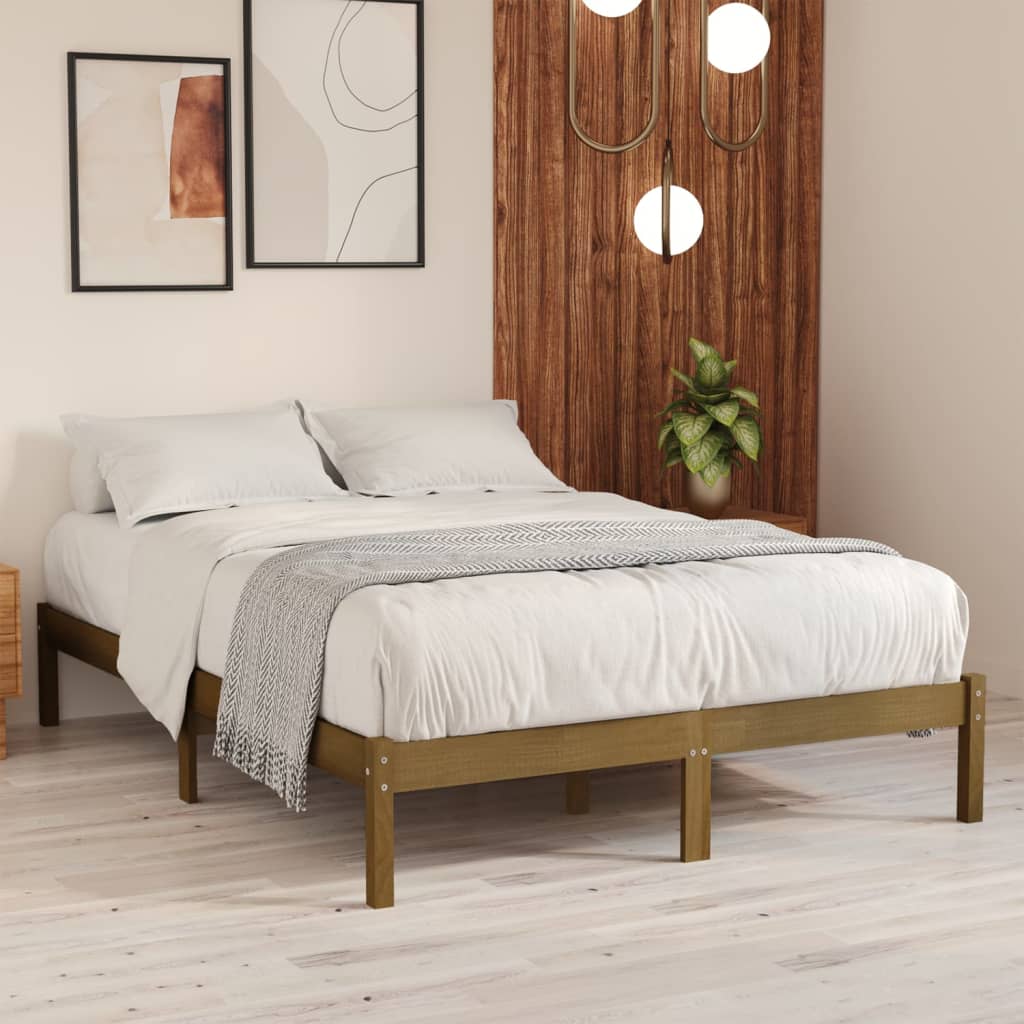 810015 Bed Frame without Mattress Honey Brown Solid Wood 120x200 cm
