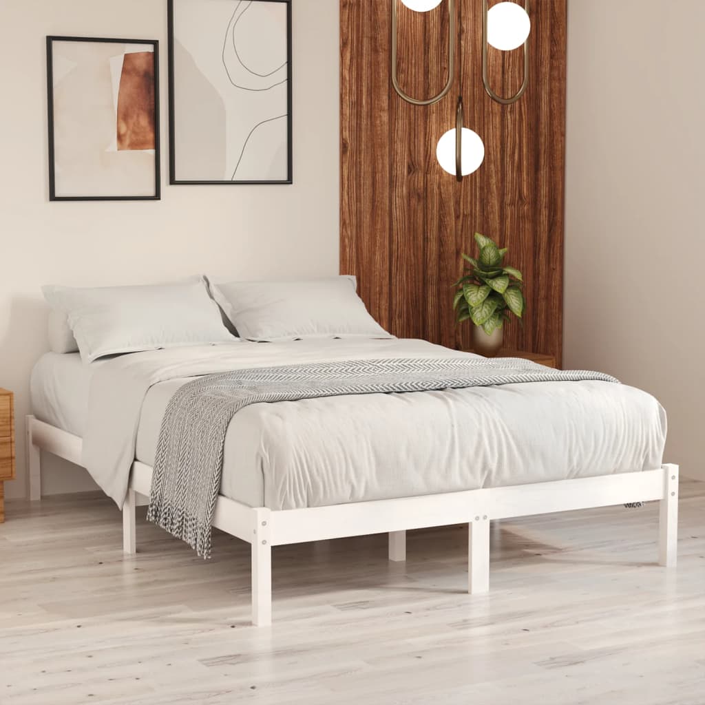 810028 Bed Frame without Mattress White Solid Wood 160x200 cm