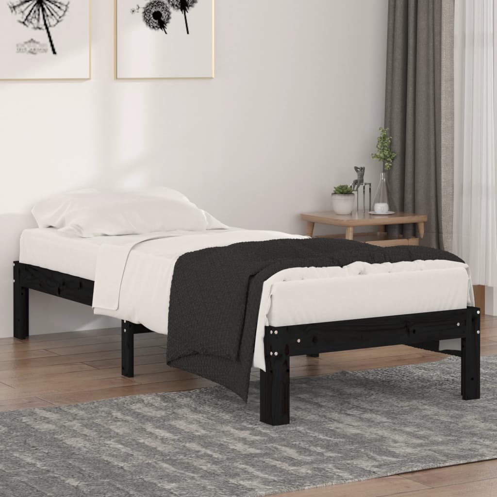 Massivholzbett Schwarz 75x190 cm