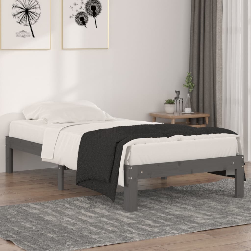 Massivholzbett Grau 90x190 cm