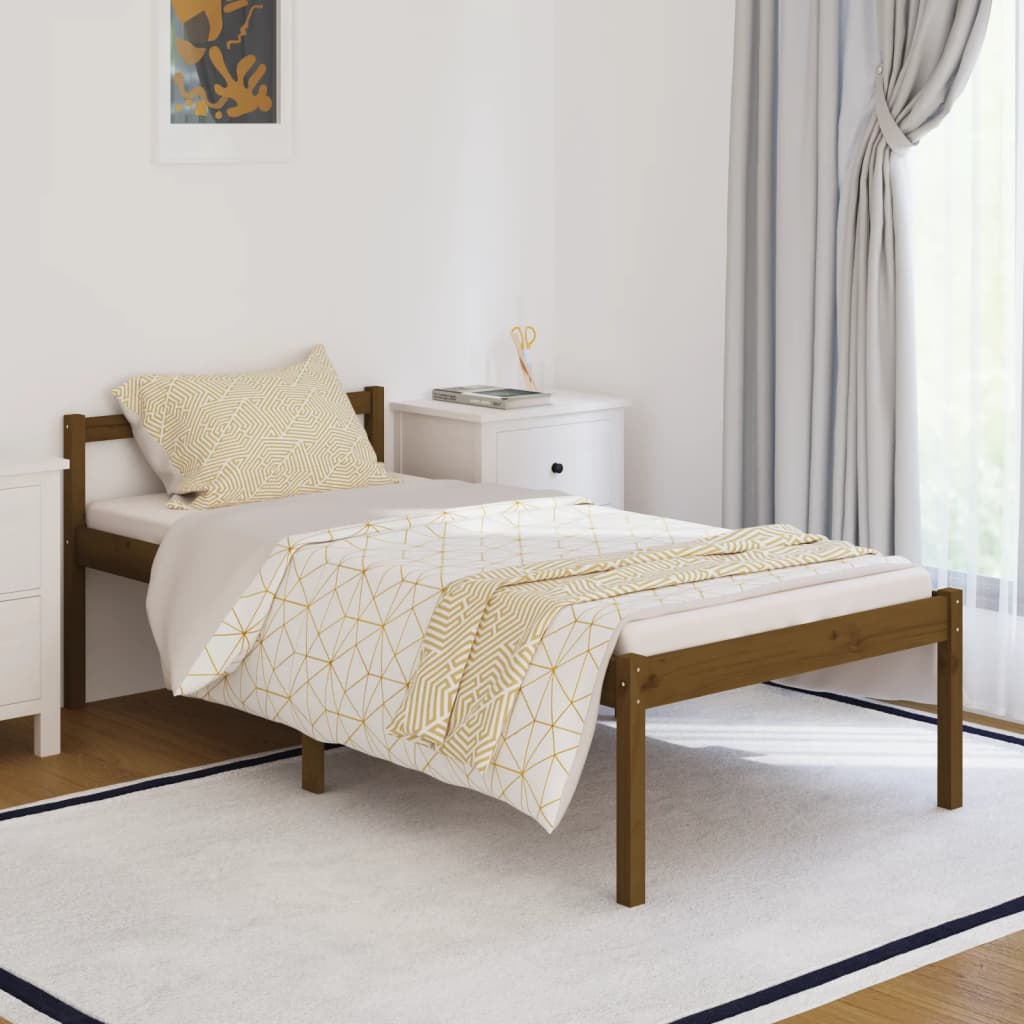Seniorenbett Honigbraun 90x190 cm Massivholz Kiefer