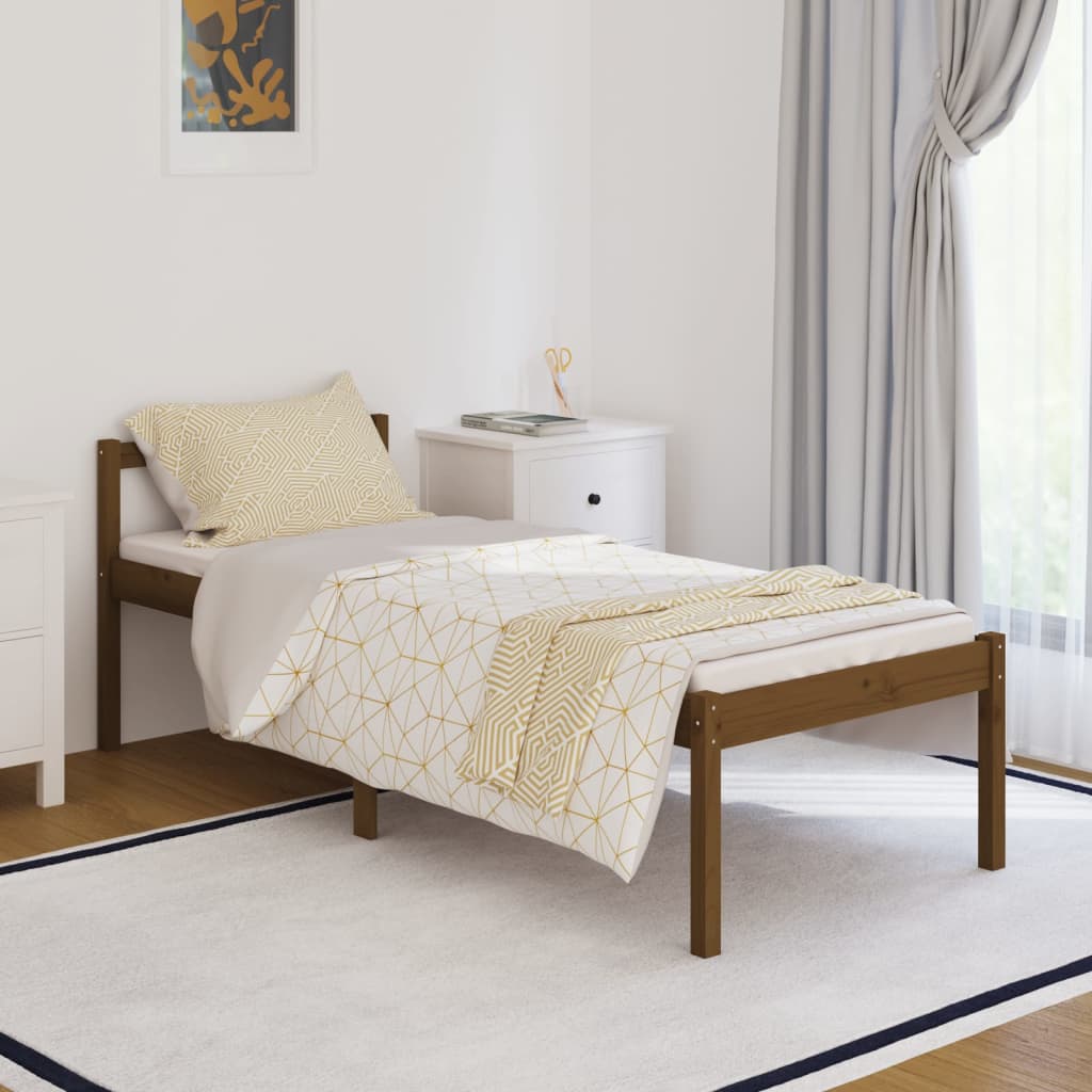 Seniorenbett Honigbraun 90x200 cm Massivholz Kiefer