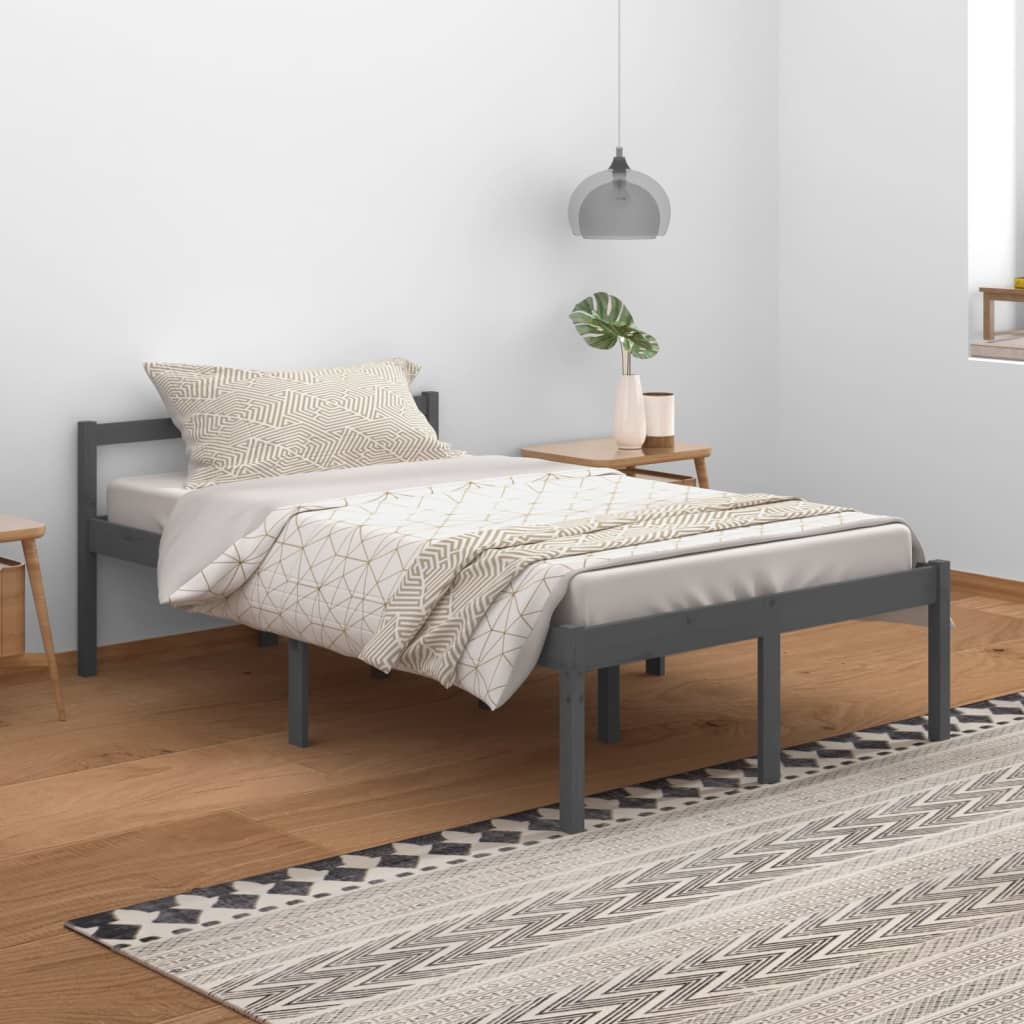 Seniorenbett Grau 120x200 cm Massivholz Kiefer