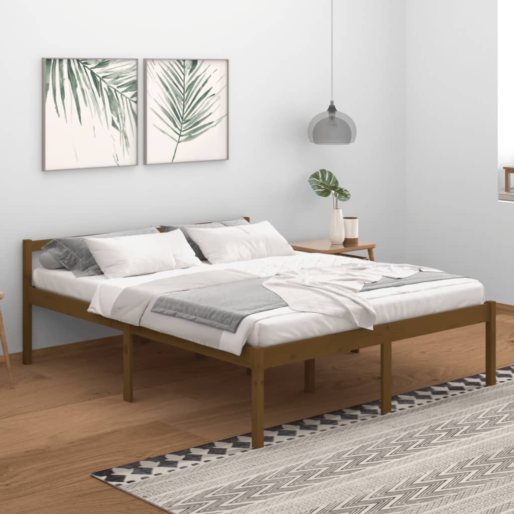 Seniorenbett Honigbraun 160x200 cm Massivholz Kiefer