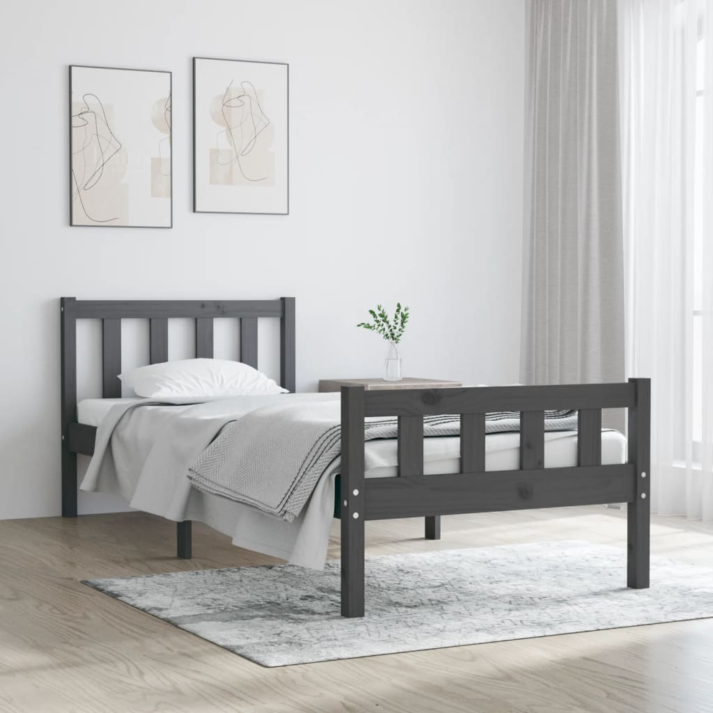 Massivholzbett Grau 90x190 cm