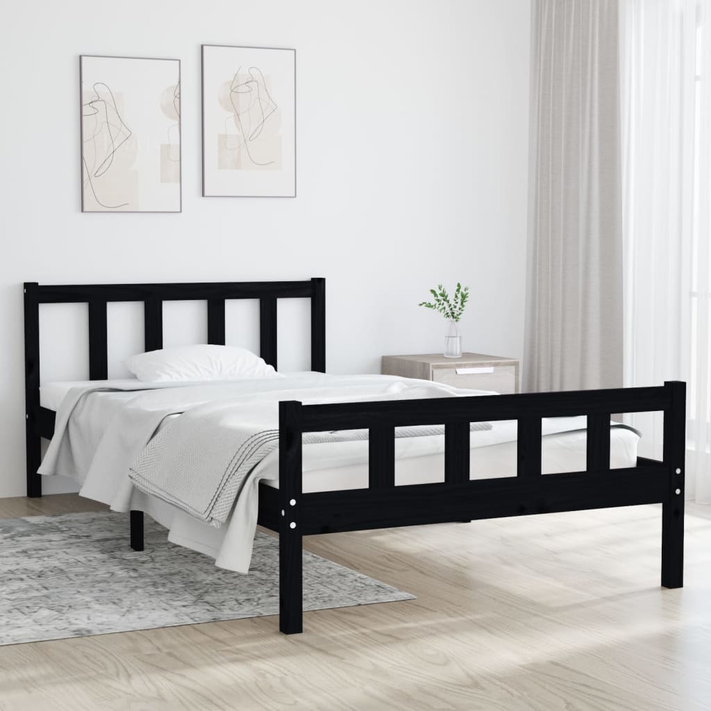 Massivholzbett Schwarz 90x200 cm