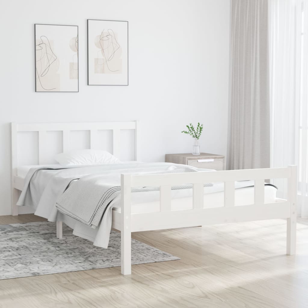Massivholzbett Weiß 100x200 cm