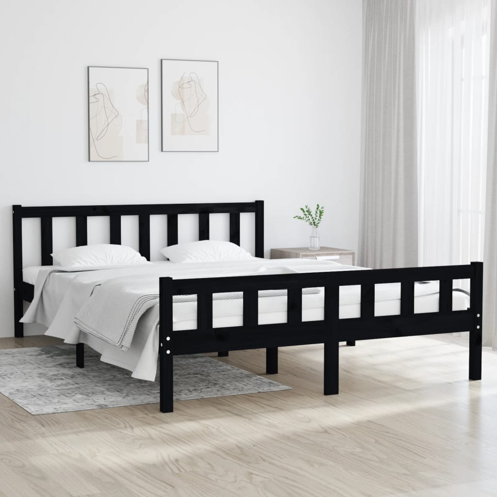 Massivholzbett Schwarz 140x200 cm