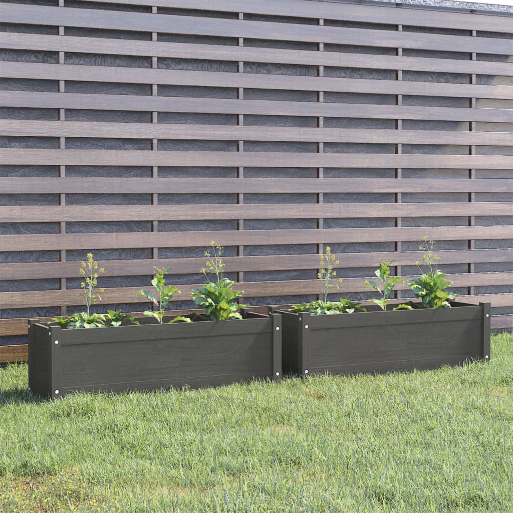 Garden Planters 2 pcs Grey 100x31x31 cm Solid Pinewood