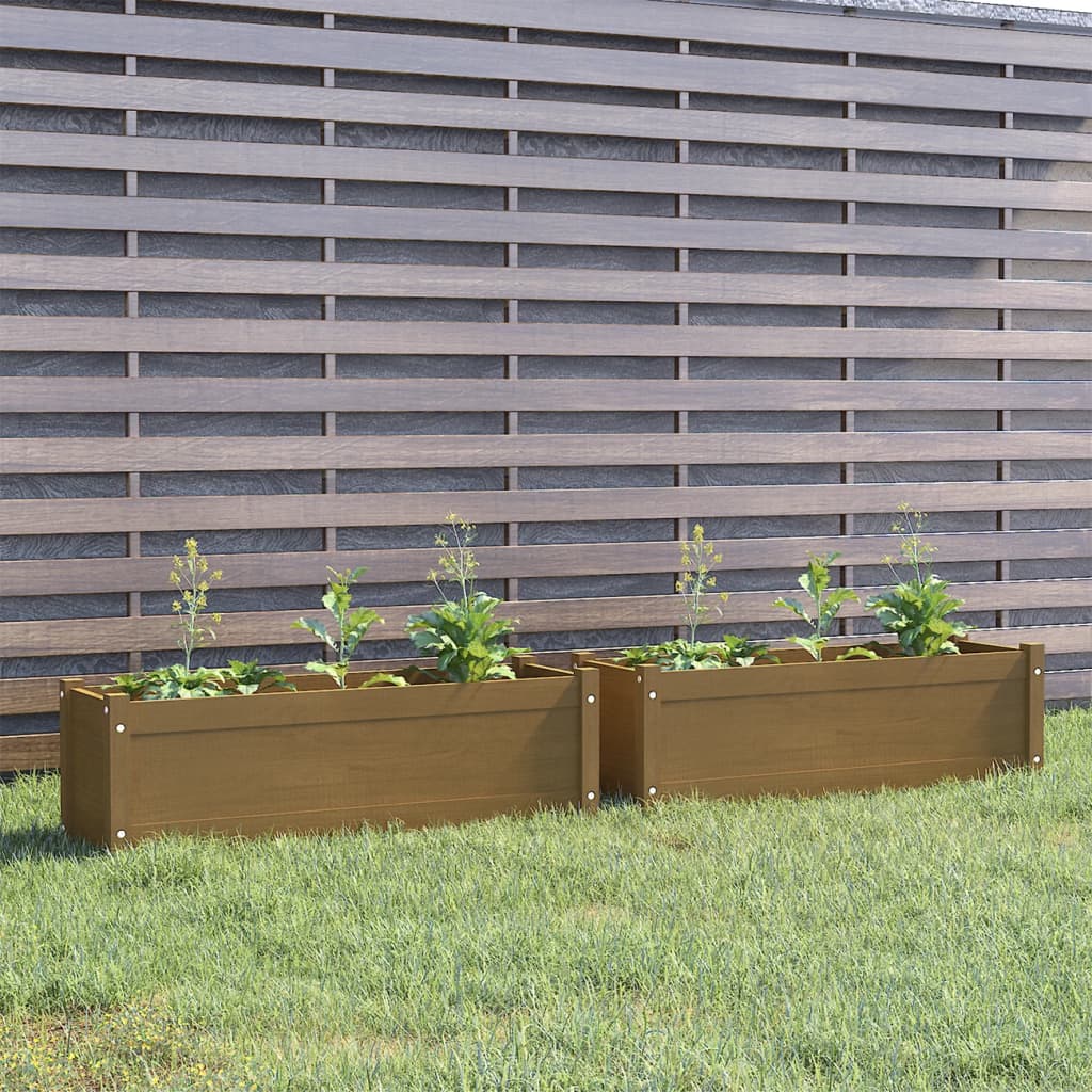 Garden Planters 2 pcs Honey Brown 100x31x31cm Solid Pinewood