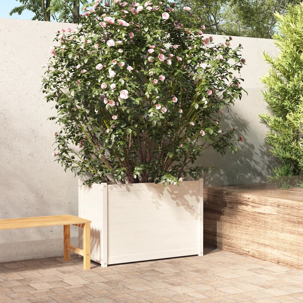 Garden Planter White 100x50x70 cm Solid Pinewood