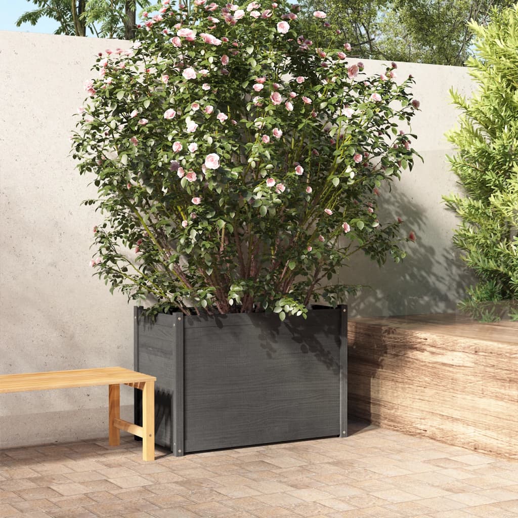 Garden Planter Grey 100x50x70 cm Solid Pinewood