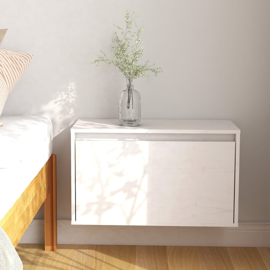 Wall Cabinet White 60x30x35 cm Solid Pinewood