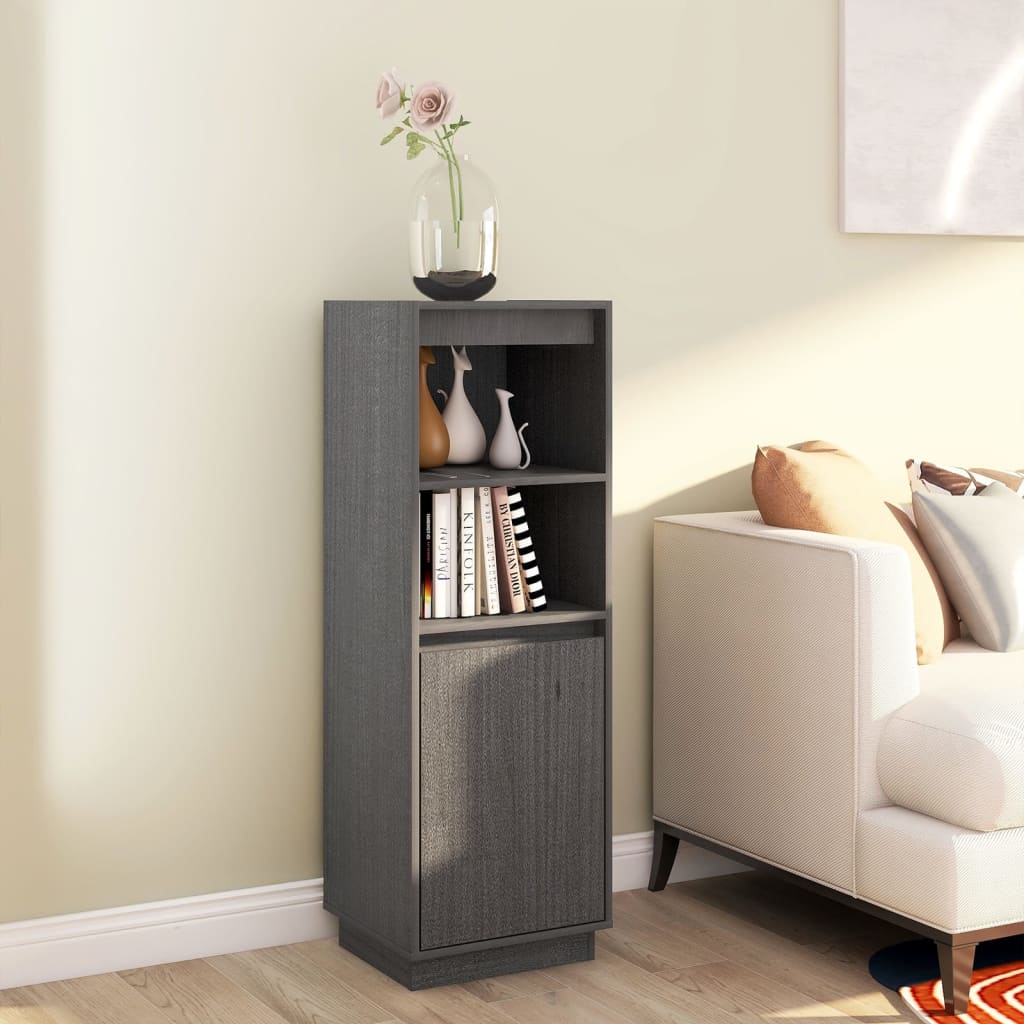 Highboard Grey 37x34x110 cm Solid Wood Pine