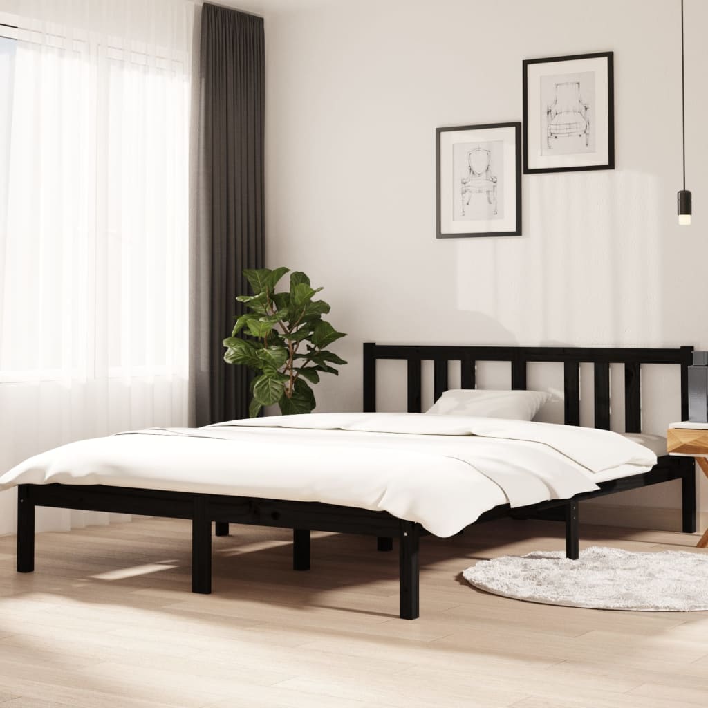 Massivholzbett Schwarz 140x200 cm