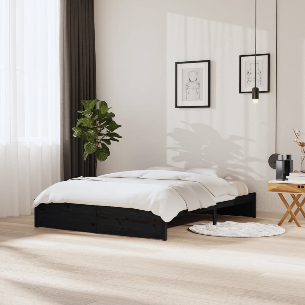 Massivholzbett Schwarz 160x200 cm