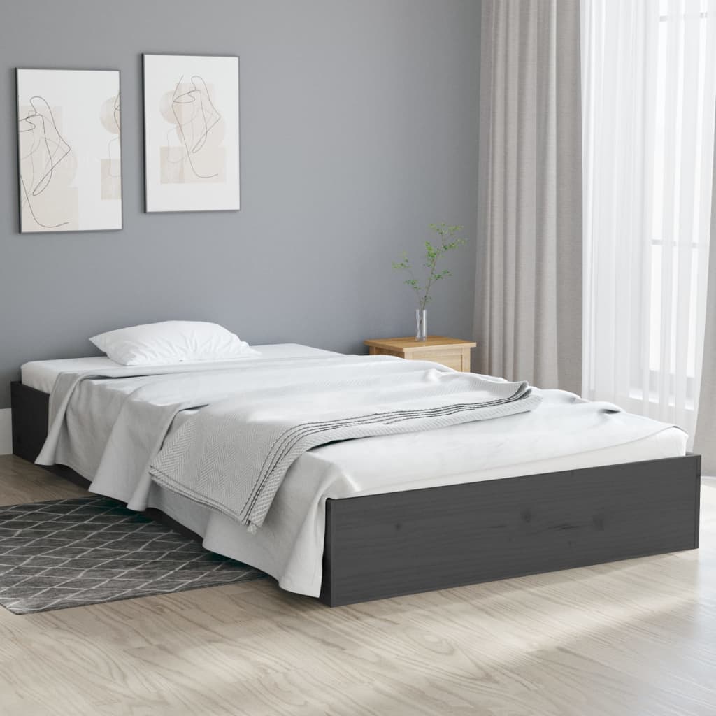 Massivholzbett Grau 100x200 cm