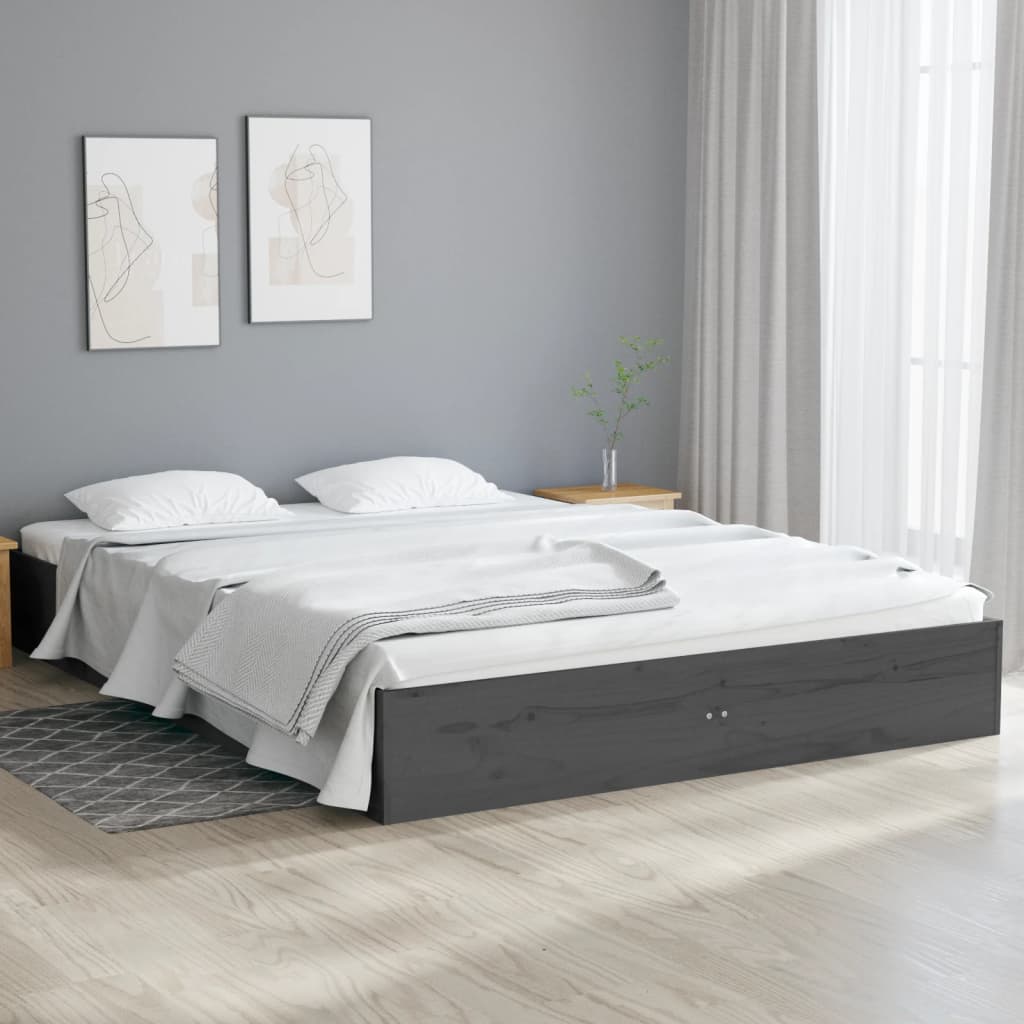 Massivholzbett Grau 120x190 cm