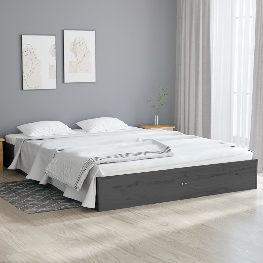 Massivholzbett Grau 140x190 cm