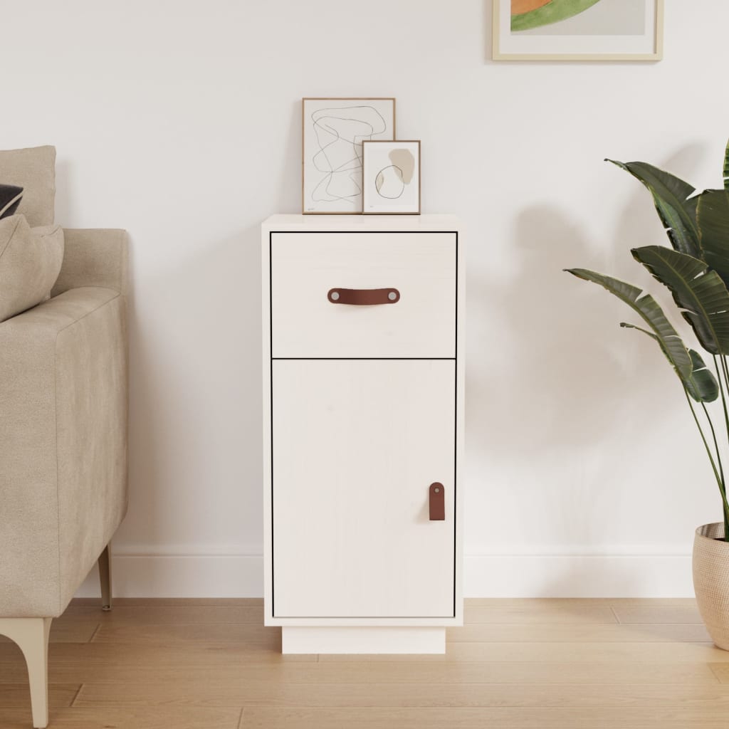 Sideboard White 34x40x75 cm Solid Wood Pine