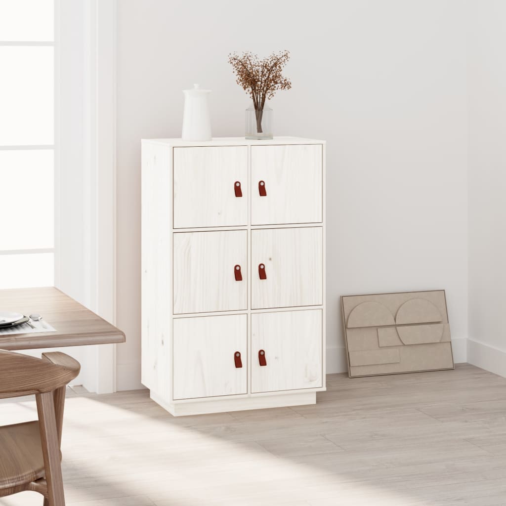 Highboard White 67x40x108.5 cm Solid Wood Pine