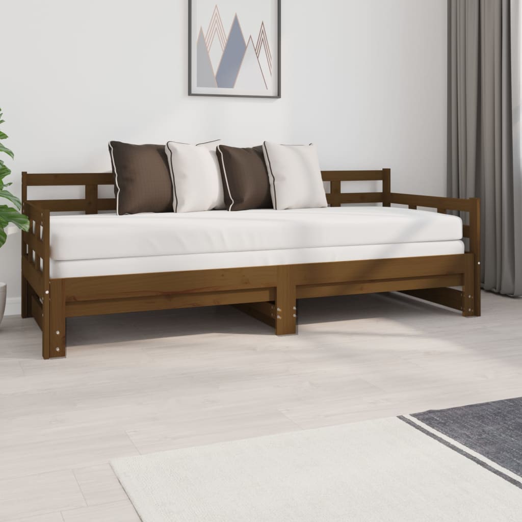 Tagesbett Ausziehbar Honigbraun Massivholz Kiefer 2x(80x200) cm