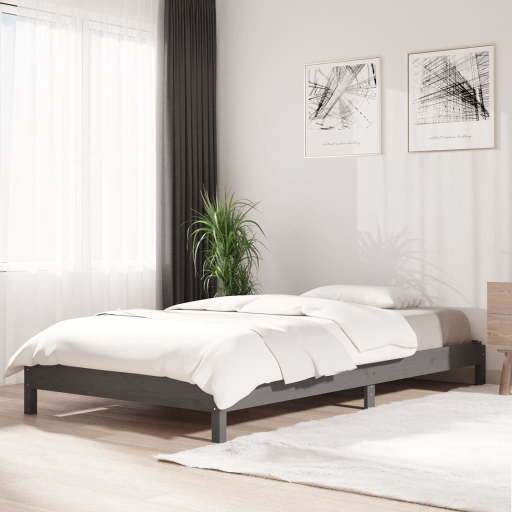 Stapelbett Grau 80x200 cm Massivholz Kiefer