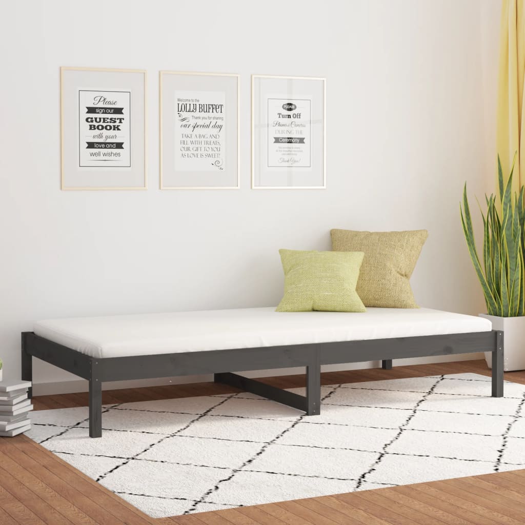 Tagesbett Grau 80x200 cm Massivholz Kiefer