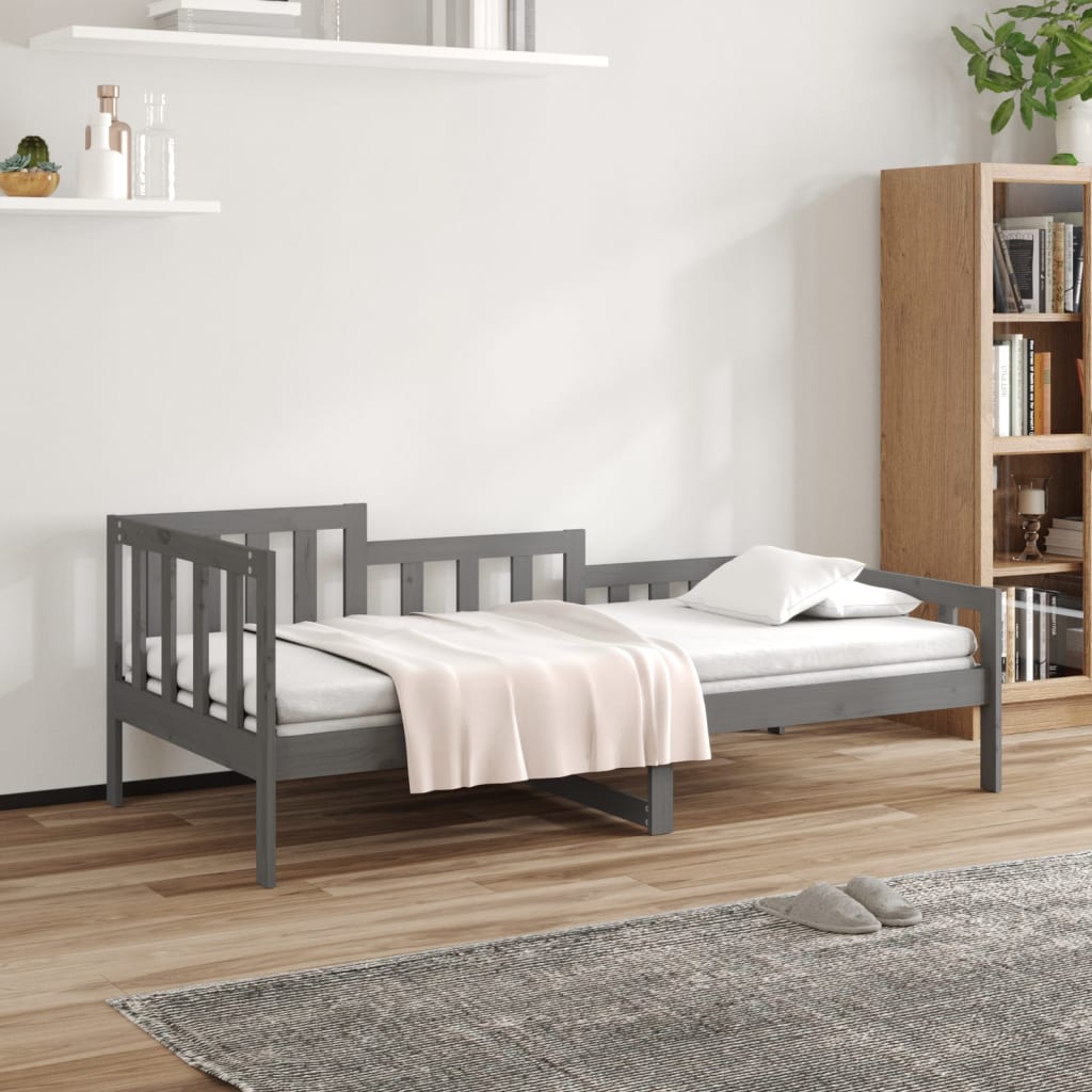 Tagesbett Grau 80x200 cm Massivholz Kiefer
