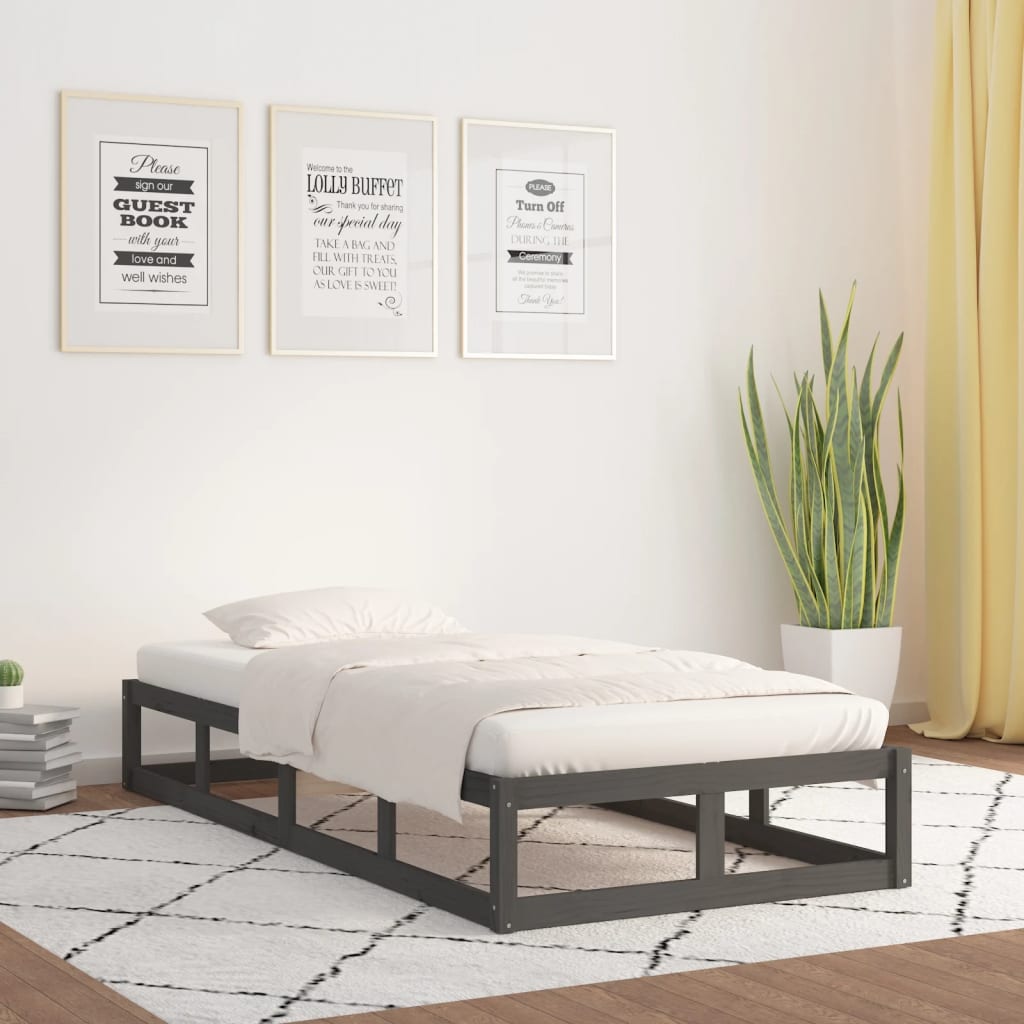 Massivholzbett Grau 90x200 cm
